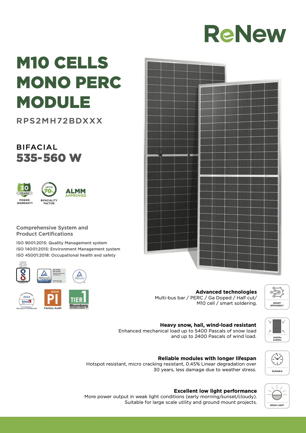 ReNew M10 144 Bifacial Solar Module – 535W to 560W - Image 2