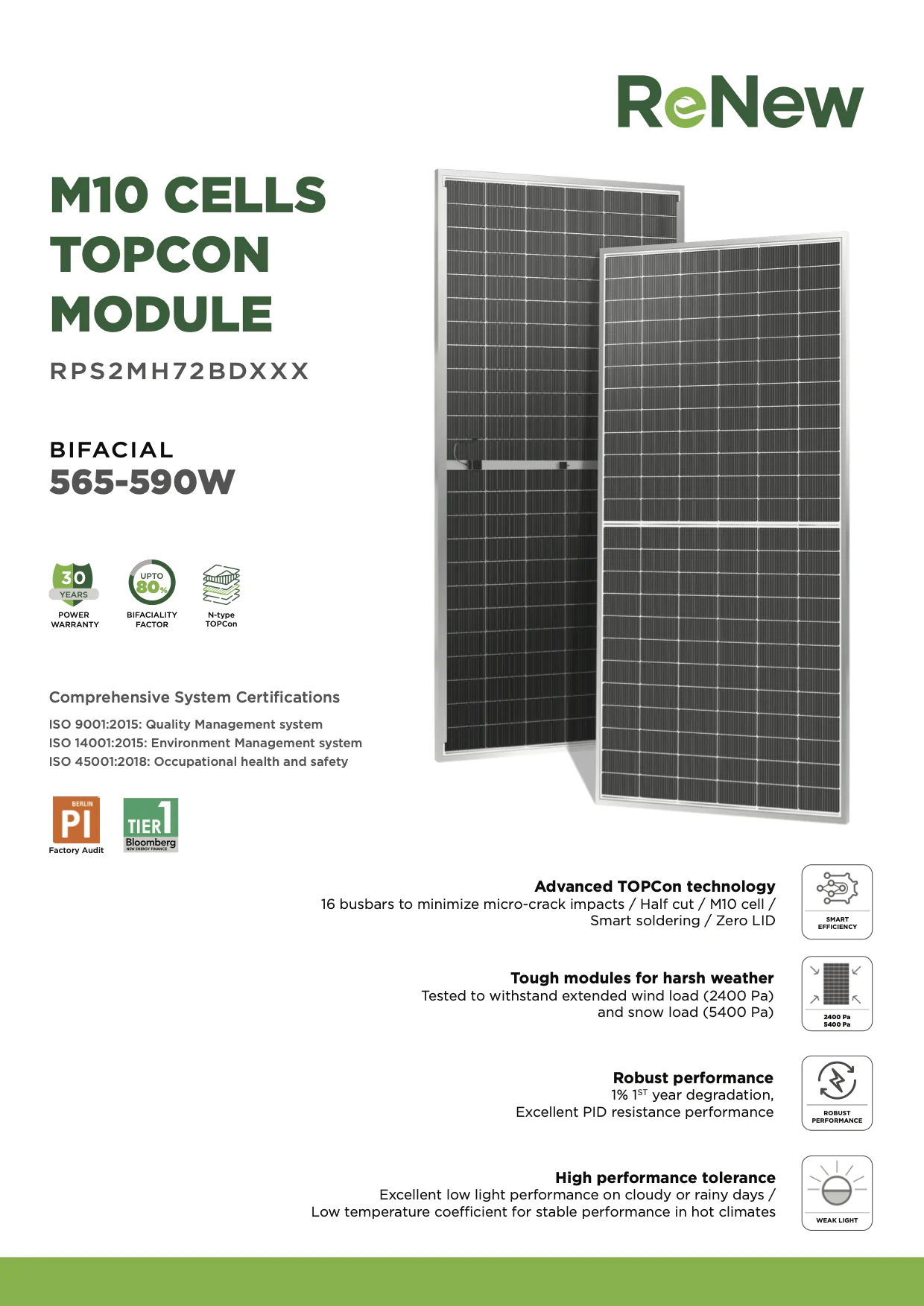 ReNew TOPCon M10 144 Bifacial Solar Module – 565W to 590W - Image 2